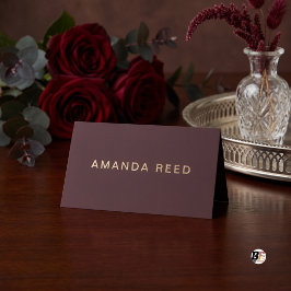 Cartão De Mesa Minimalista Burgundy & Ouro Casamento Elegante Dob