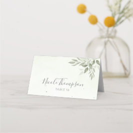 Cartão De Mesa Modern Sage Greenery Folded Wedding Place Card