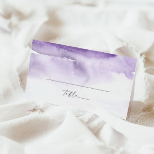 Cartão De Mesa Modern Watercolor Casamento dobrado em roxo