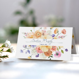 Cartão De Mesa Modern Wildflower | Casamento  