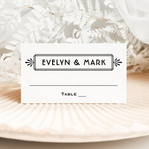 Cartão De Mesa Moldura Preta Vintage Art Déco Monograma Casamento