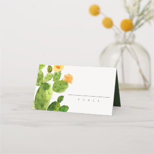 Cartão De Mesa MÓNOGRAMA DE FLOR DE CACTO NO DESERTO COM Aquarela