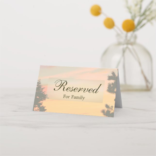 Cartão De Mesa Montanha Sunset Reservada (Frente)