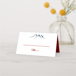 Cartão De Mesa Montanhas Rustic Country Deer Red Blue Weding