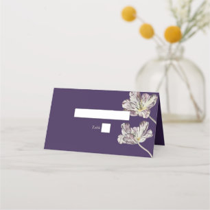 Cartão De Mesa Moody Watercolor Purple Tulips Nome De Casamento