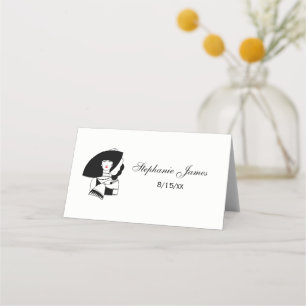 Cartão De Mesa Mulher Art Déco de Grande Chapéu Luvas RL