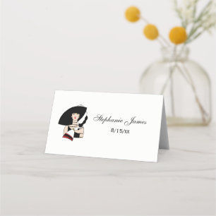 Cartão De Mesa Mulher Art Déco Vintage Usando Luvas de Chapéu Col