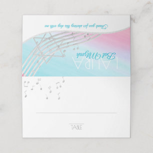 Cartão De Mesa Music Bat Mitzvah Silver Music Notes Seating Card