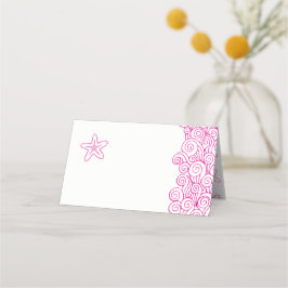 Cartão De Mesa Nadadores de ondas de peixe-estrelado cor-de-rosa,