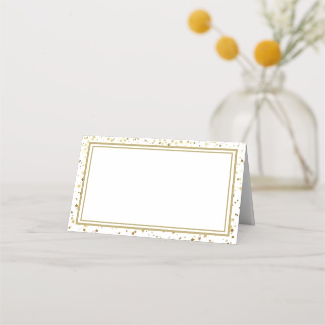 Cartão De Mesa Name Place Card-Dourado Stars (Frente)
