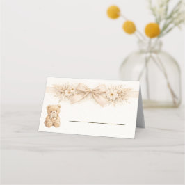 Cartão De Mesa Neutral Boho Bear Baby Shower Bearly Wait Table