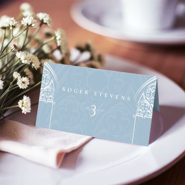 Cartão De Mesa Neve Gótica Fairytalhe de inverno Azul (Criador carregado)