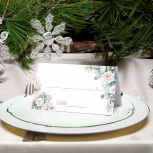 Cartão De Mesa Neve no amor festa de chá de noiva de inverno
