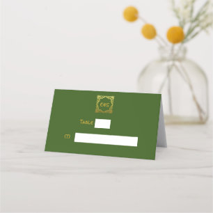 Cartão De Mesa Nó Celta Verde de Casamento Celta Dourado