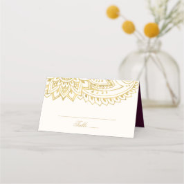 Cartão De Mesa Noiva de Renda Indiana Dourada