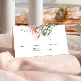 Cartão De Mesa Noiva Floral Eucalipto Rosa Corado