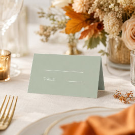 Cartão De Mesa Noiva sage verde creme moderno simples