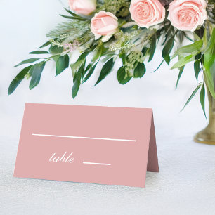 Cartão De Mesa Noiva Simples Rosa Poeira Branco Caligrafia Casame