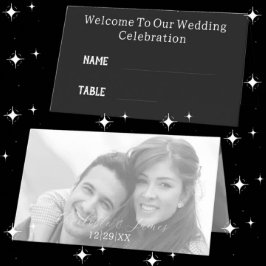 Cartão De Mesa Nome da Recepção de casamento de Fotografias do Ca