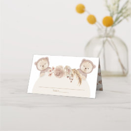 Cartão De Mesa Nome da Tabela de Partes do Urso de Teddy Gêmeos