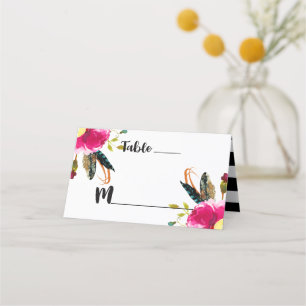 Cartão De Mesa Nome da Tabela Floral Boho Chic