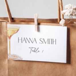 Cartão De Mesa Nome de Assento para Chá de Noiva Pérolas e Prosec