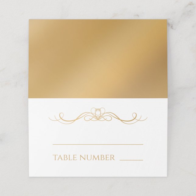 Cartão De Mesa Nome de Casamento e Mesa com Gradiente de Ouro Mod (Exterior/Desdobrado)