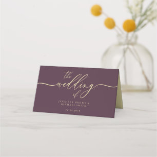 Cartão De Mesa Nome de Casamento Simples Figo da Meia-Noite