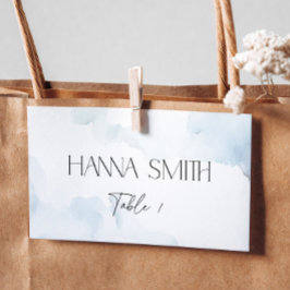 Cartão De Mesa Nome do Chá de panela Azul Dusty Casando