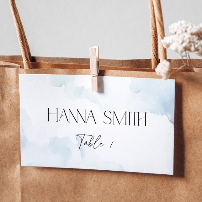 Cartão De Mesa Nome do Chá de panela Azul Dusty Casando (Criador carregado)