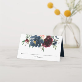 Cartão De Mesa Nome do Convidado de Casamento Floral Blush Marinh