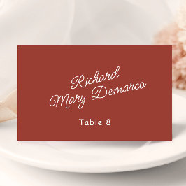Cartão De Mesa Nome do Convidado de Casamento Retro Vermelho e Br