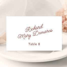 Cartão De Mesa Nome do Convidado de Casamento Retro Vermelho e Br