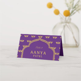 Cartão De Mesa Nome do Escolhido de Casamento de Flor Dourado Ele