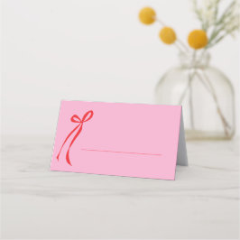 Cartão De Mesa Nome do Laço Rosa e Vermelho
