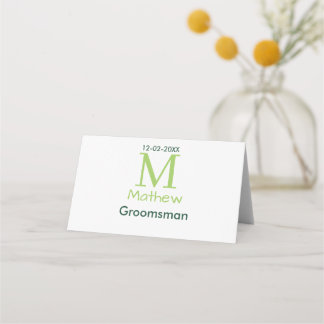 Cartão De Mesa nome do padrinho verde letra data masculino pastel