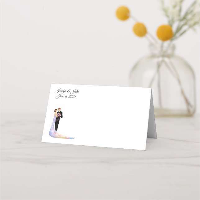 Cartão De Mesa Nome dobrado Colocar Casal-Casamento de Cartão-Nom (Frente)