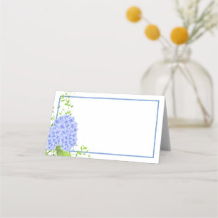 Cartão De Mesa Nome Dobrado Colocar Hydrangeas Azuis