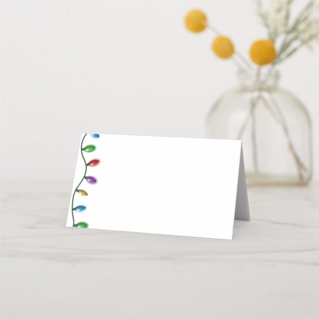 Cartão De Mesa Nome Local Luzes de Natal (Frente)