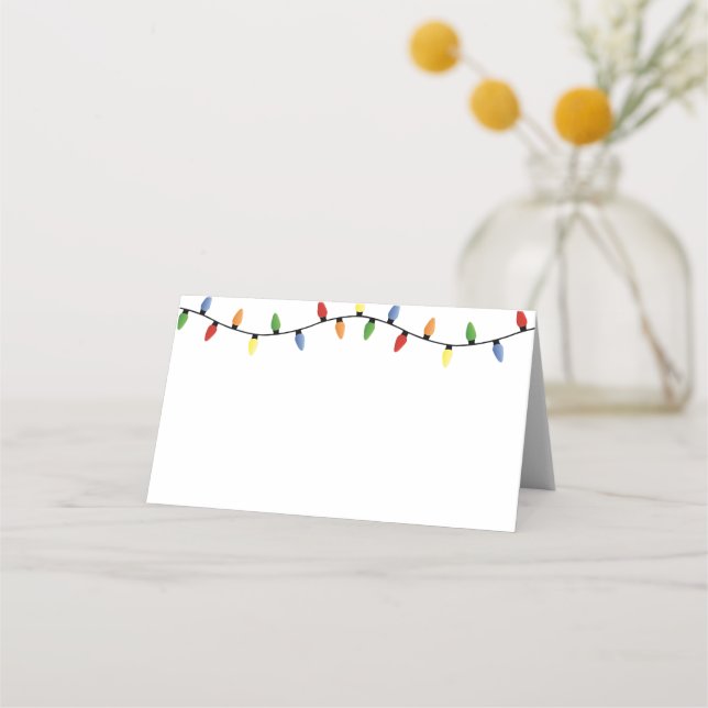 Cartão De Mesa Nome Local Luzes de Natal (Frente)