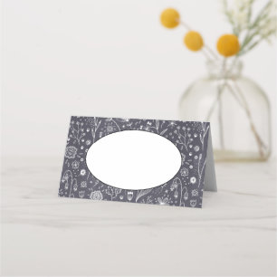 Cartão De Mesa Nome Moderno Monocromático do Quadro Flor