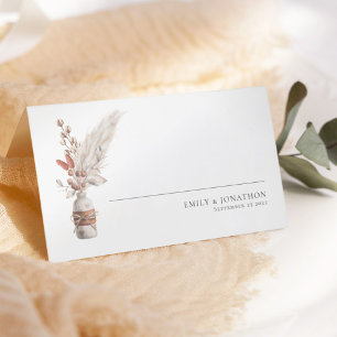 Cartão De Mesa Nomes Rustic Pampas Grass