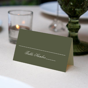 Cartão De Mesa Número da Mesa Convidada de Casamento Verde-Oliva
