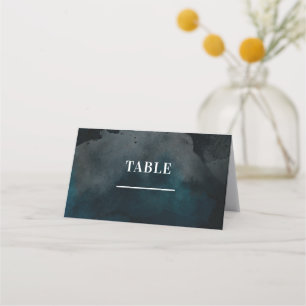 Cartão De Mesa Número da Mesa de Assentos Azul Moderno Aquarela