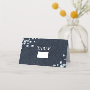 Cartão De Mesa Número da Mesa de Assentos Blue Jean Denim & Diamo