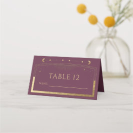Cartão De Mesa Número da Mesa de Casamento Plum Gold Celestial