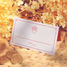 Cartão De Mesa Número da Mesa de Convidados do Casamento com Cupi