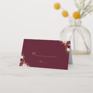 Cartão De Mesa Número da Mesa Floral Borgonha da Marsala