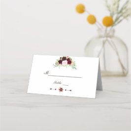 Cartão De Mesa Número da Mesa Floral Real Burgundy Marsala