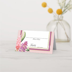 Cartão De Mesa Número da Mesa Floral Tropical Orquídea Roxo Rosa